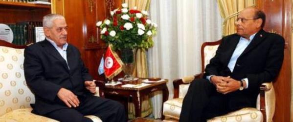 Houcine Abassi, secrétaire général de l'UGTT, avec Moncef Marzouki, représentant des intérêts qataris en Tunisie. Houcine Abassi, secrétaire général de l'UGTT, avec Moncef Marzouki, représentant des intérêts qataris en Tunisie.