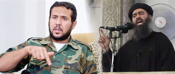 Abdelhakim Belhadj, chef de Daech au Maghreb, et Ibrahim Awad Ibrahim Ali al-Badri, alias Abou Bakr al-Baghdadi, mercenaire du Qatar et de la Turquie et calife autoproclamé d'Irak et de Syrie.