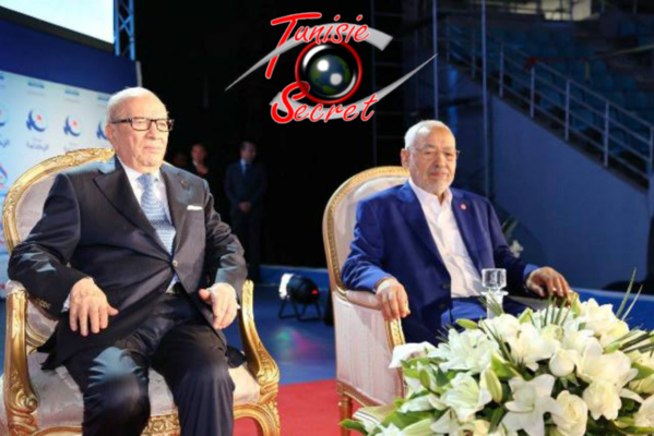 Le grand Bey de Tunis et le grand Morchid des Frères musulmans, se partageant chacun le trône de Tunisie.