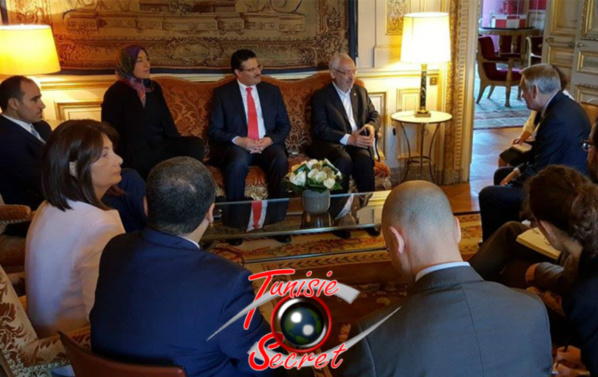 Rached Ghannouchi et sa délégation, reçu au Quai d'Orsay par Jean-Marc Ayrault.