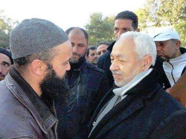 L'islamiste "modéré" Rached Ghannouchi, avec le terroriste Seifallah Ben Hassine, qui était condamné à 43 ans de prison et qui a été libéré en mars 2011, sous la pression de Sihem Ben Sédrine, Mohamed Abbou et d'autres mercenaires des droits de l'homme !