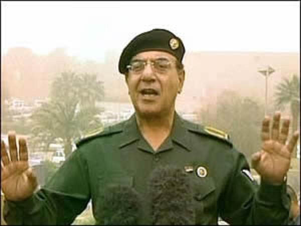 Mohamed-Saïd Al-Sahhaf, ministre irakien de l'Information au moment de la croisade americano-britannique contre l'Irak.