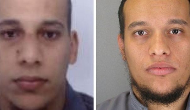 Les deux terroristes islamistes qui sont les auteurs du carnage de Charlie Hebdo. A gauche, Cherif Kouachi, à droite son frère Saïd Kouachi.