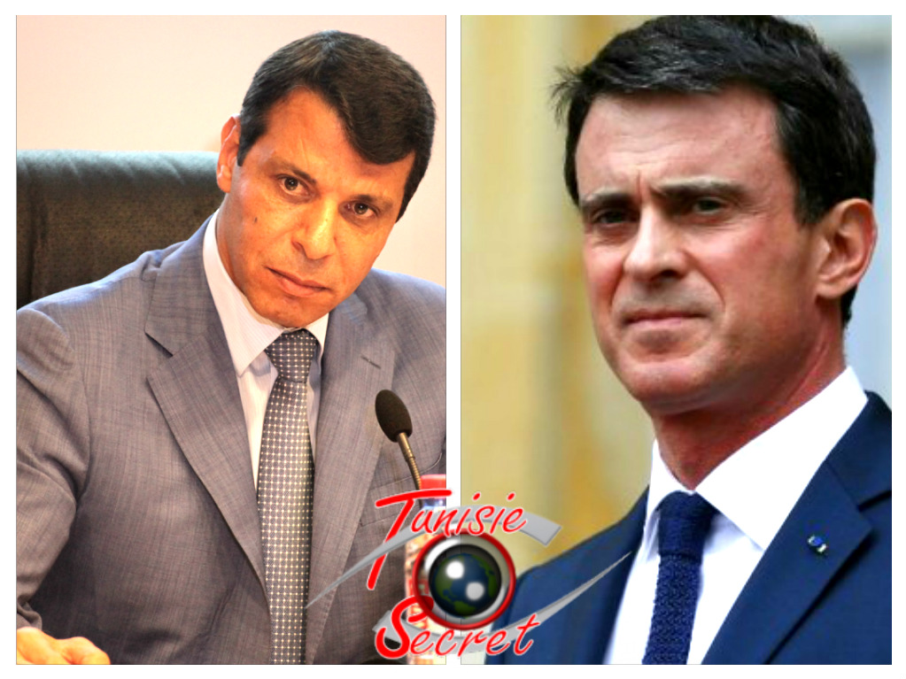 Le leader palestinien Mohammed Dahlan à gauche et le Premier-ministre français Manuel Valls à droite, dans le sens géométrique du terme !.