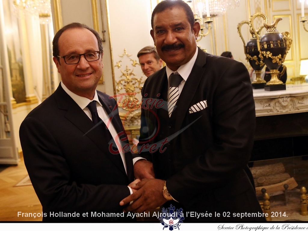 François Hollande et Mohamed Ayachi Ajroudi à l'Elysée le 02 septembre 2014. François Hollande et Mohamed Ayachi Ajroudi à l'Elysée le 02 septembre 2014.